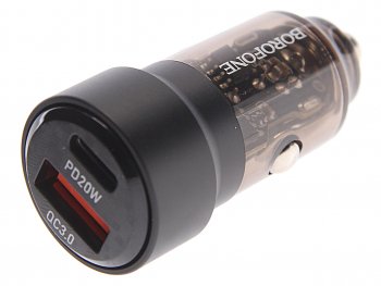 Устройство зарядное в прикуриватель 1USB + 1 Type C 12V BOROFONE BOROFONE bz20 transparent black