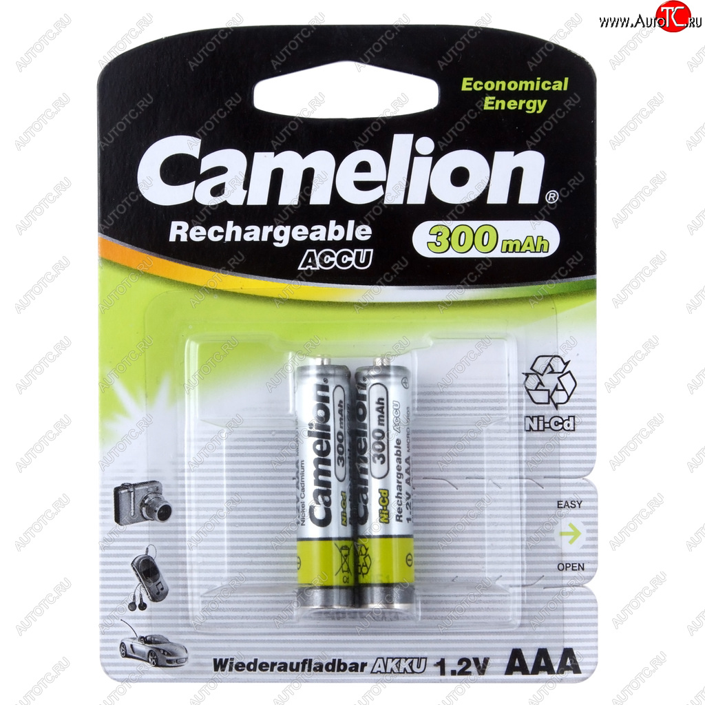 299 р. Батарейка AAA HR03 1.2V аккумулятор Ni-MH 300mAh блистер (2шт.) CAMELION CAMELION c-30aaakcбл  с доставкой в г. Вологда