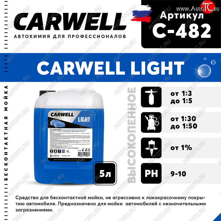 489 р. Шампунь для бесконтактной мойки 5л Light CARWELL CARWELL c-482  с доставкой в г. Вологда