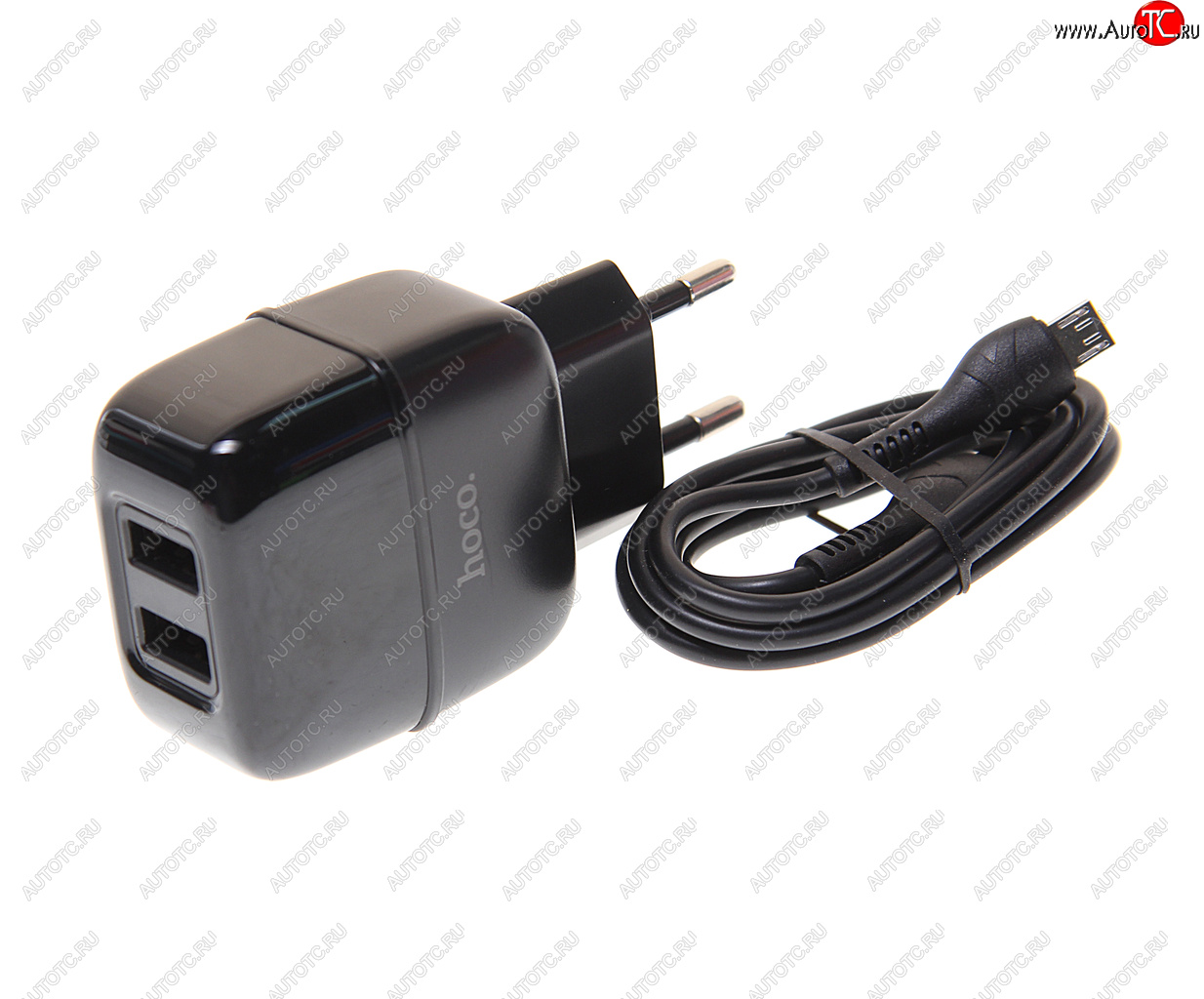 599 р. Устройство зарядное в розетку 2 USB 2.1A HOCO HOCO c77a black  с доставкой в г. Вологда