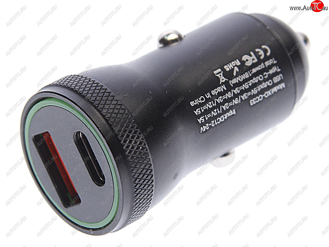569 р. Устройство зарядное в прикуриватель 1USB + 1 Type C 12V черное XO XO cc33 black  с доставкой в г. Вологда