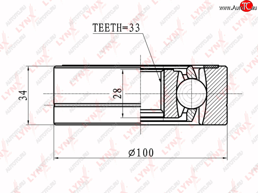 5 399 р. ШРУС внутренний VW Golf (87-) AUDI A3 (97-) SEAT Leon (00-) SKODA Octavia (97-) комплект LYNX LYNX ci8008  с доставкой в г. Вологда