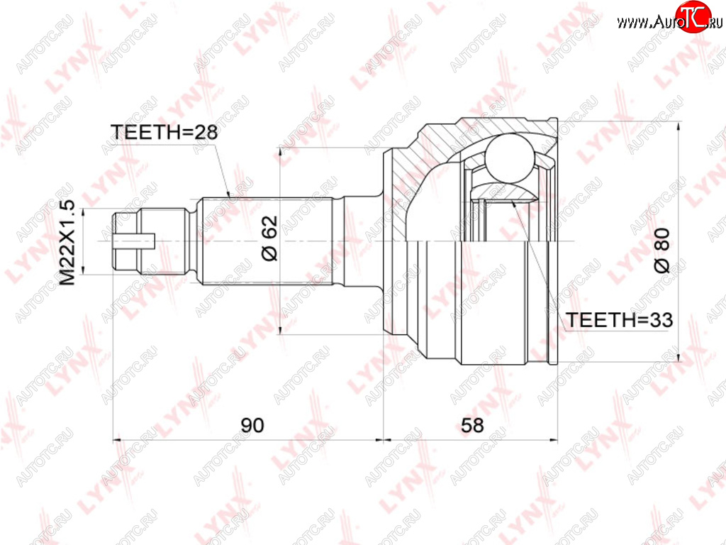 3 699 р. ШРУС наружный MAZDA 6 (02-07) комплект LYNX LYNX co3700  с доставкой в г. Вологда