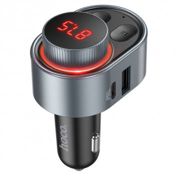 1 279 р. Устройство зарядное в прикуриватель с трансмиттером (bluetooth,hands free) HOCO HOCO e72 metal gray  с доставкой в г. Вологда. Увеличить фотографию 4