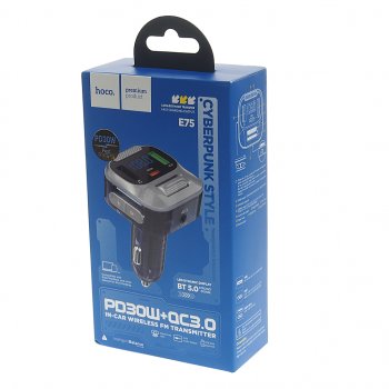 1 499 р. Устройство зарядное в прикуриватель с трансмиттером (bluetooth,hands free) HOCO HOCO e75 тмн-синий  с доставкой в г. Вологда. Увеличить фотографию 4