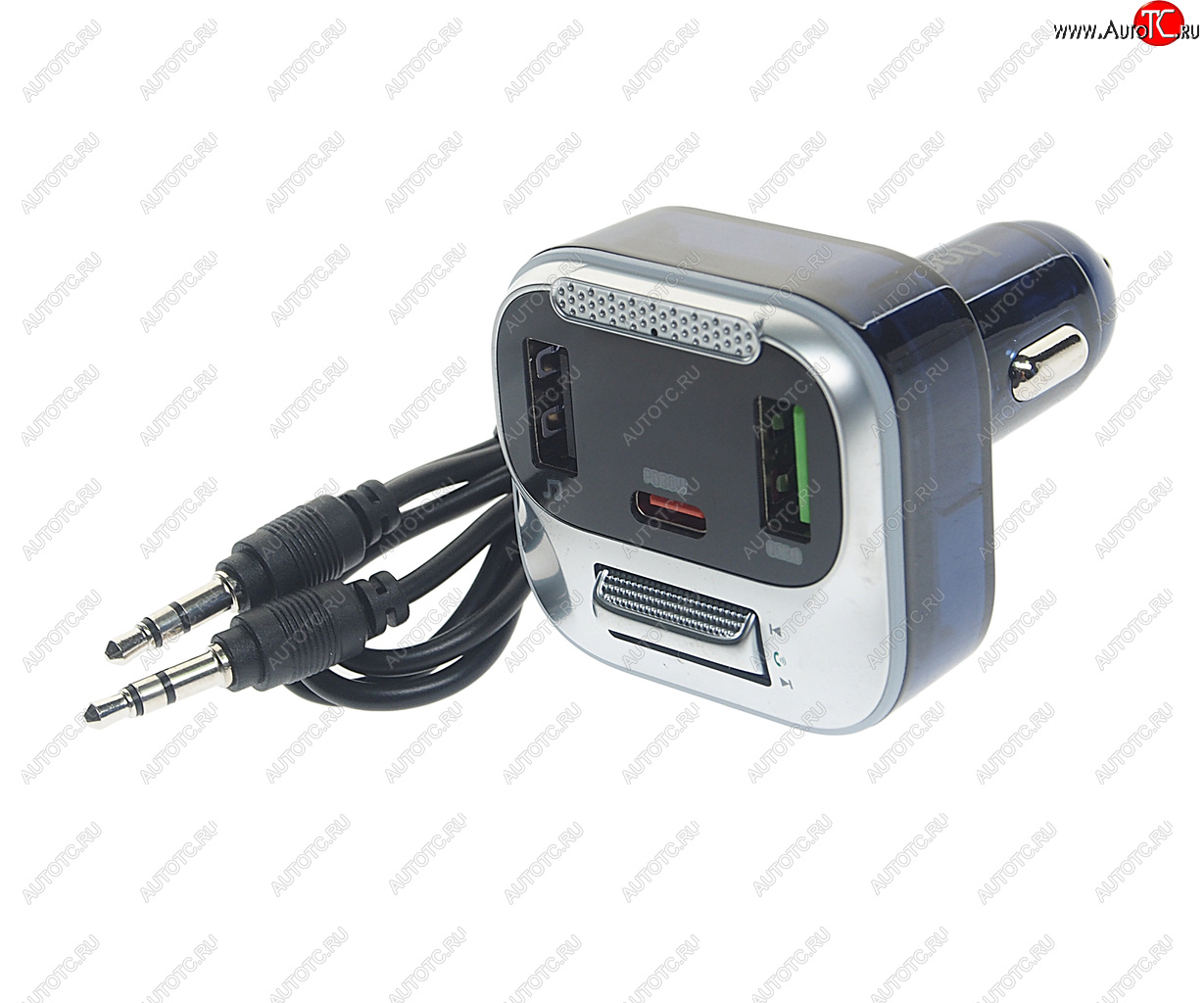 1 499 р. Устройство зарядное в прикуриватель с трансмиттером (bluetooth,hands free) HOCO HOCO e75 тмн-синий  с доставкой в г. Вологда
