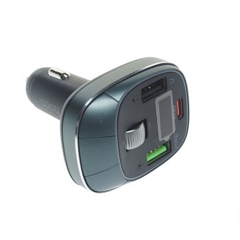 1 669 р. Устройство зарядное в прикуриватель с трансмиттером (bluetooth,hands free) HOCO HOCO e76 серый  с доставкой в г. Вологда. Увеличить фотографию 2