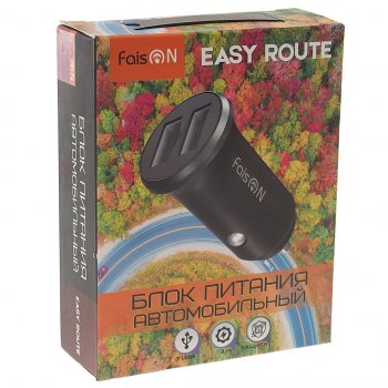 379 р. Устройство зарядное в прикуриватель 2USB 12V FAISON FAISON easy route black  с доставкой в г. Вологда. Увеличить фотографию 3