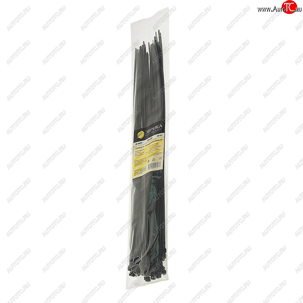 171 р. Хомут-стяжка 370х4.0 пластик черный (50шт.) ЭВРИКА ЭВРИКА er-14371  с доставкой в г. Вологда