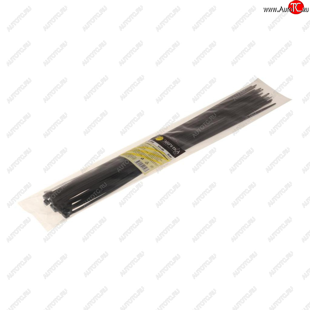 117 р. Хомут-стяжка 400х5.0 пластик черный (25шт.) ЭВРИКА ЭВРИКА er-15402  с доставкой в г. Вологда