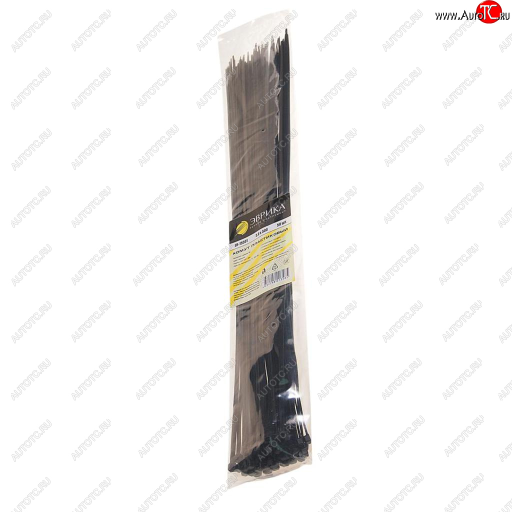 272 р. Хомут-стяжка 500х5.0 пластик черный (50шт.) ЭВРИКА ЭВРИКА er-15501  с доставкой в г. Вологда
