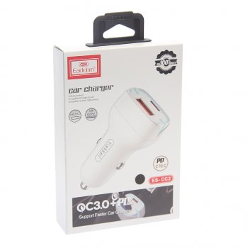 619 р. Устройство зарядное в прикуриватель 1USB + 1 Type C 12V кабель USB Type C EARLDOM EARLDOM es-cc2c black  с доставкой в г. Вологда. Увеличить фотографию 3