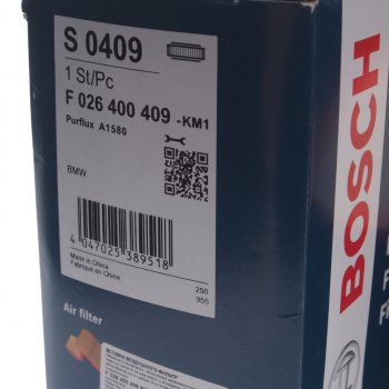 3 399 р. Фильтр воздушный BMW 3 (F30),5 (F10),X3 (F25),X5 (F15) (3.0) BOSCH BOSCH f026400409  с доставкой в г. Вологда. Увеличить фотографию 3