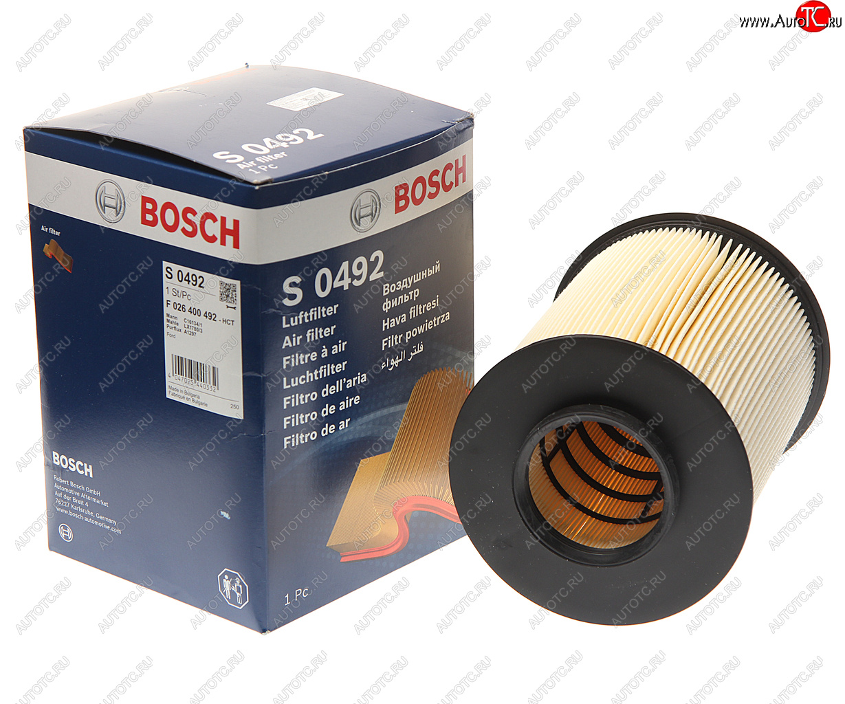 1 099 р. Фильтр воздушный FORD Focus 2,3,Kuga (08-) VOLVO S40 (07-) (круглый) BOSCH BOSCH f026400492  с доставкой в г. Вологда