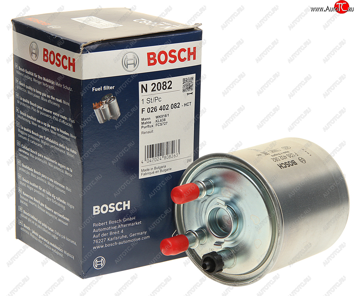 2 599 р. Фильтр топливный RENAULT Laguna 3 (09-) (2.0 D),Kangoo 2 (1.5 D) BOSCH BOSCH f026402082 BOSCH f026402082  с доставкой в г. Вологда