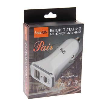 459 р. Устройство зарядное в прикуриватель 2USB 12V FAISON FAISON fs-z-426w white  с доставкой в г. Вологда. Увеличить фотографию 2