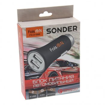 499 р. Устройство зарядное в прикуриватель 2USB 12V Quick Charge EARLDOM EARLDOM fs-z-588 black  с доставкой в г. Вологда. Увеличить фотографию 3