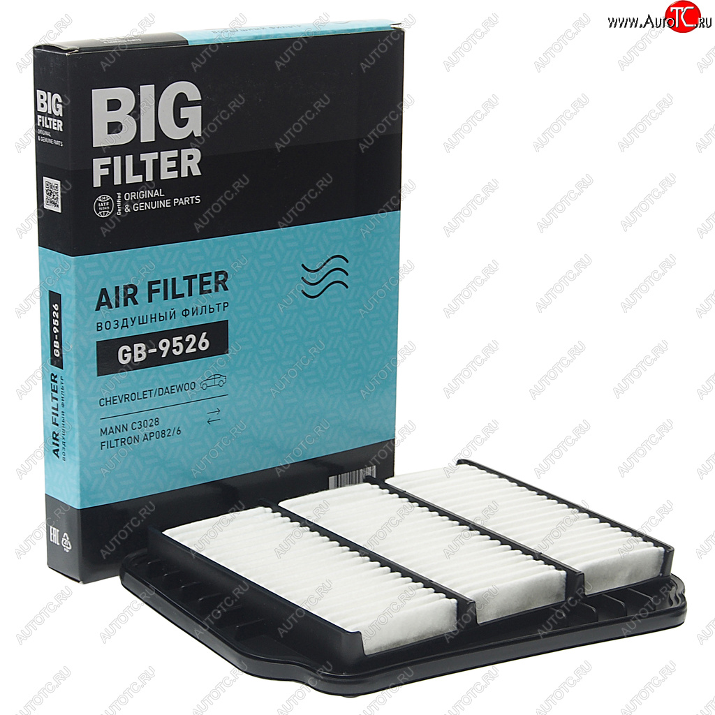459 р. Фильтр воздушный DAEWOO Nubira CHEVROLET Lacetti BIG FILTER BIG FILTER gb-9526 BIG FILTER gb-9526  с доставкой в г. Вологда
