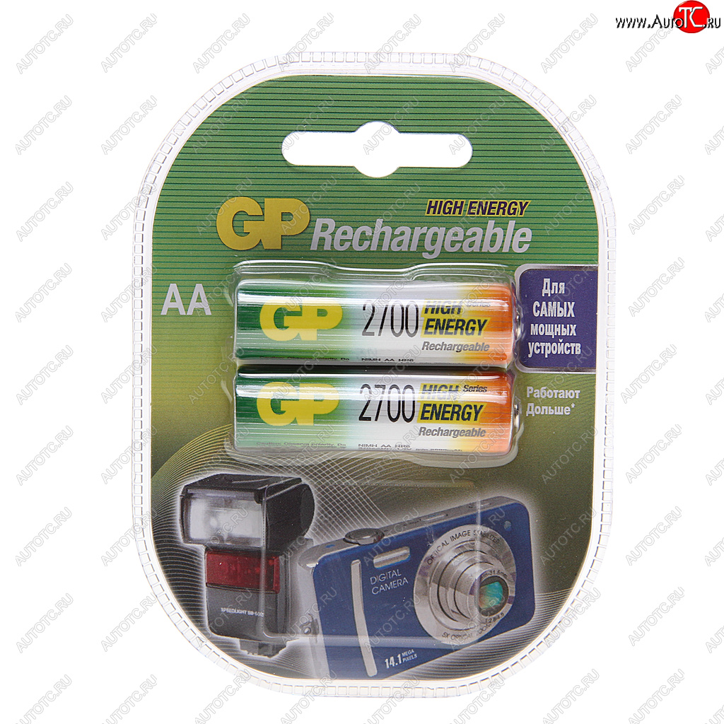 1 599 р. Батарейка AA HR6 1.2V аккумулятор Ni-MH 2700mAh блистер (2шт.) GP GP gp-270aahc  с доставкой в г. Вологда