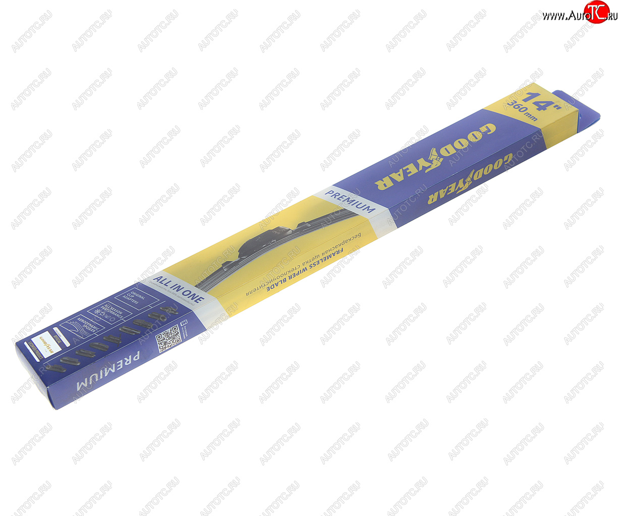 1 039 р. Щетка стеклоочистителя 360мм бескаркасная (8 адаптеров) Premium GOODYEAR GOODYEAR gy000434  с доставкой в г. Вологда