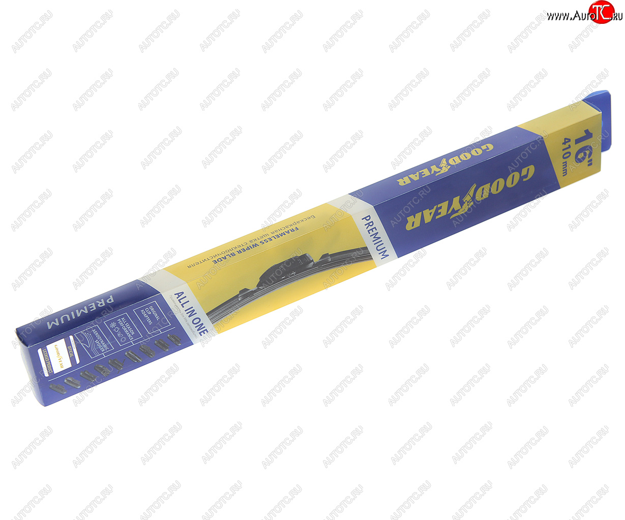 1 039 р. Щетка стеклоочистителя 410мм бескаркасная (8 адаптеров) Premium GOODYEAR GOODYEAR gy000436  с доставкой в г. Вологда
