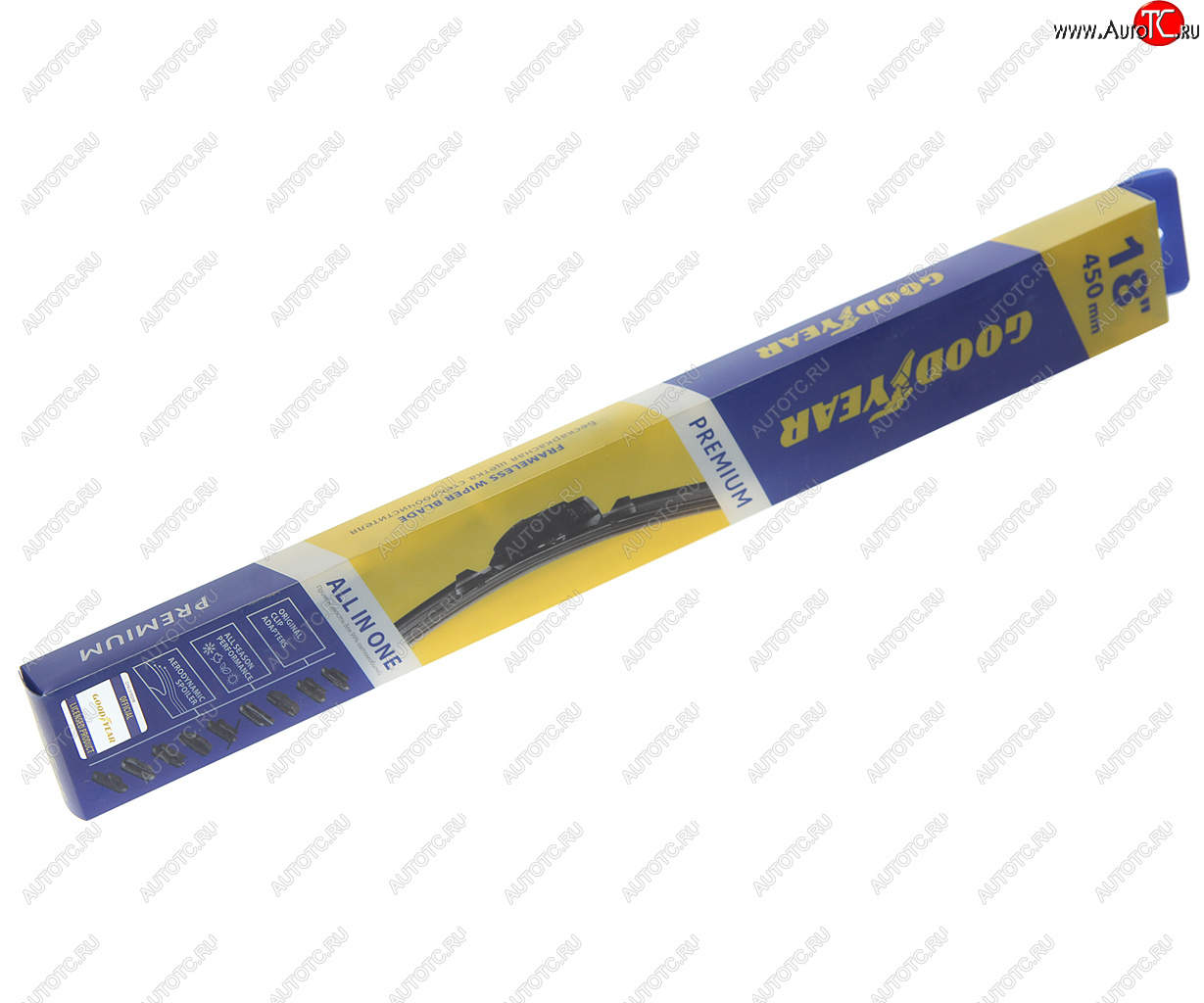 1 039 р. Щетка стеклоочистителя 450мм бескаркасная (8 адаптеров) Premium GOODYEAR GOODYEAR gy000438  с доставкой в г. Вологда