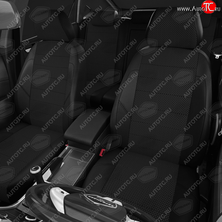 6 299 р. Авточехлы ГАЗель Next (3 высоких) экокожа-жаккард черные комплект AVTOLIDER AVTOLIDER gz30-0104-kk4  с доставкой в г. Вологда