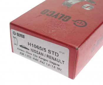 3 499 р. Вкладыши RENAULT Megane (03-) (1.5 DCI K9K) коренные (STD) комплект GLYCO GLYCO h10655std GLYCO h10655std  с доставкой в г. Вологда. Увеличить фотографию 4