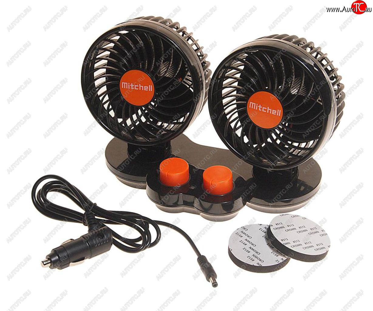 1 329 р. Вентилятор в салон 24V двойной на платформе оранжевый MITCHELL MITCHELL hx-t308e dc24v orange  с доставкой в г. Вологда