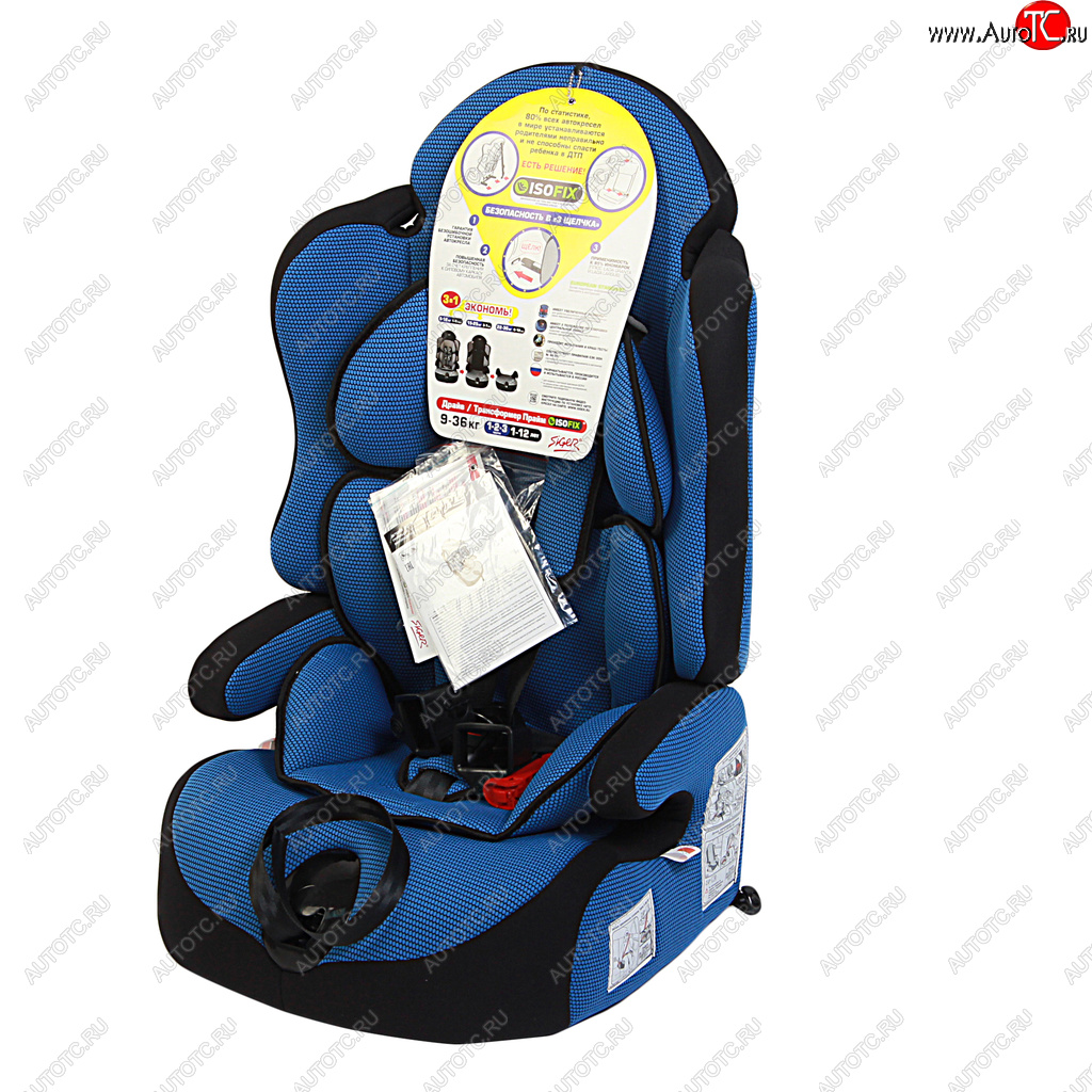 8 999 р. Автокресло детское 9-36кг (l-ll-lll) 1-12лет синее трансформер Isofix Прайм SIGER SIGER kres0149  с доставкой в г. Вологда