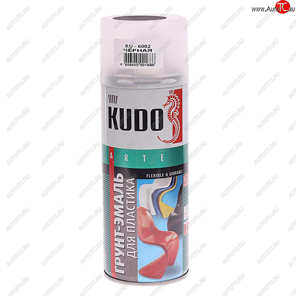 319 р. Грунт-эмаль для пластика черный RAL 9005 аэрозоль 520мл KUDO KUDO ku-6002  с доставкой в г. Вологда