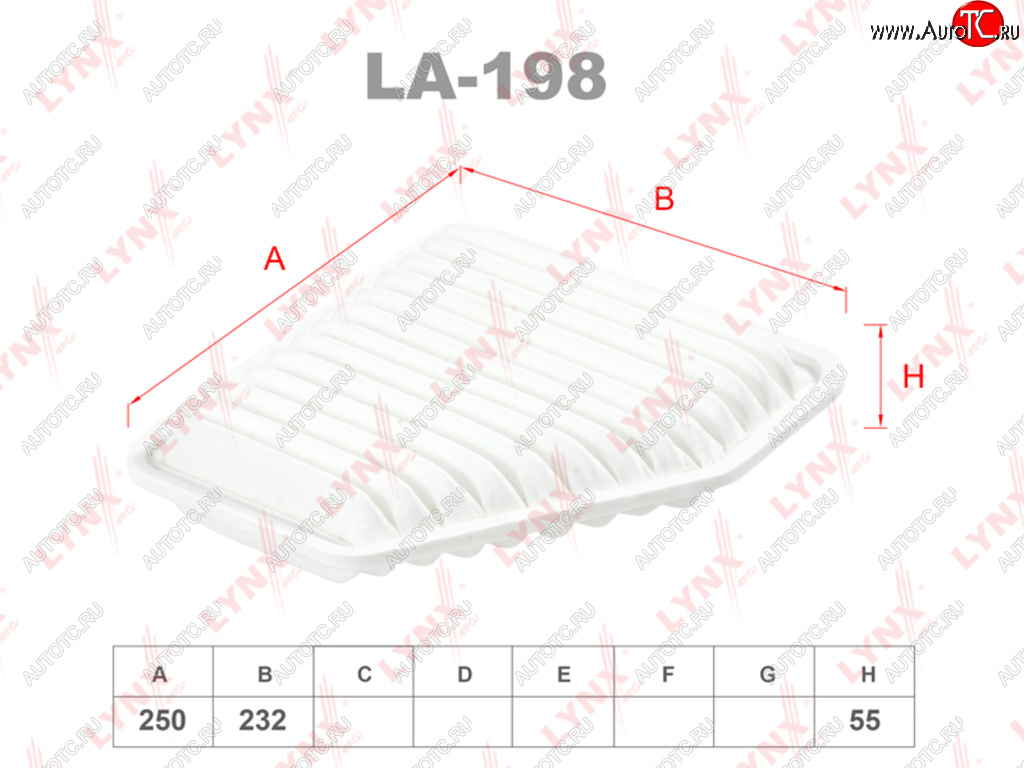 1 139 р. Фильтр воздушный TOYOTA Camry (06-),Rav 4 (06-) (2.02.43.5) LYNX LYNX la198  с доставкой в г. Вологда