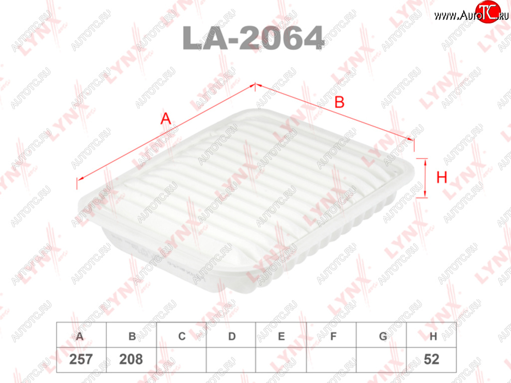 839 р. Фильтр воздушный MITSUBISHI ASX (10-),Lancer (10-),Outlander (12-) (1.62.02.2) LYNX LYNX la2064  с доставкой в г. Вологда