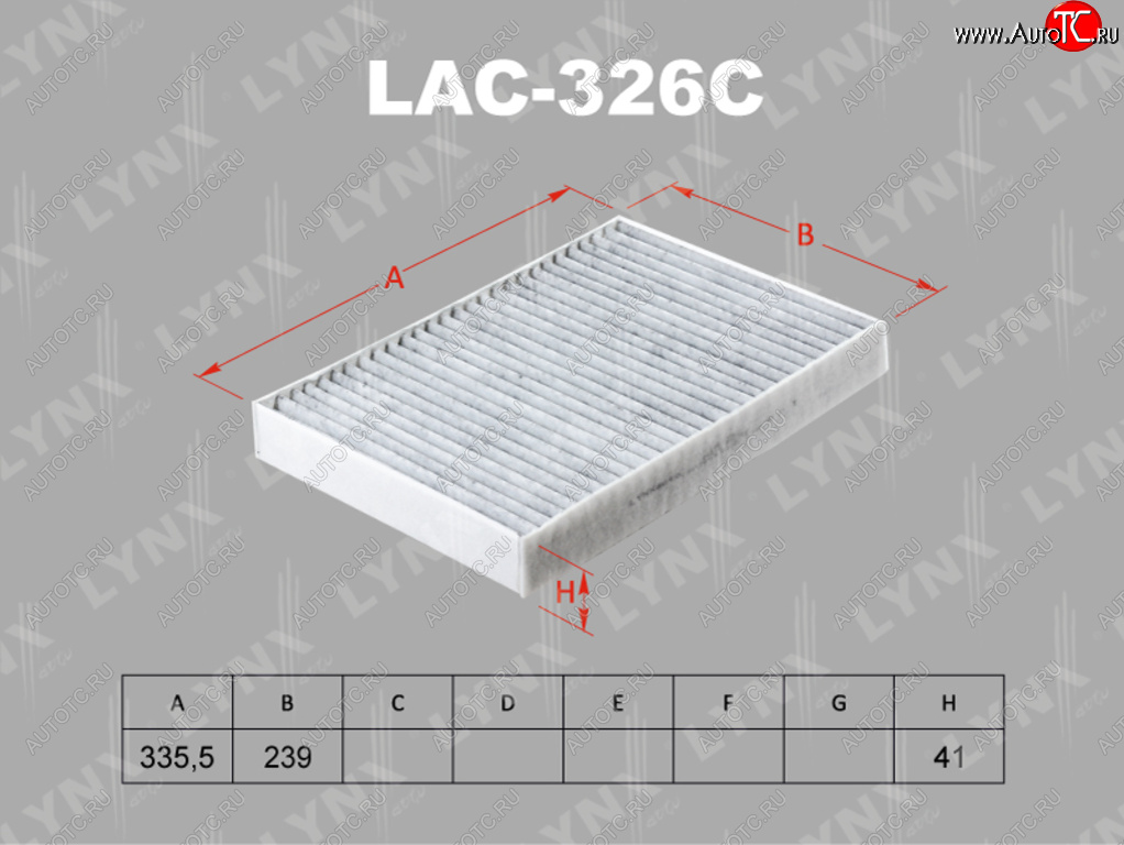 1 359 р. Фильтр воздушный салона VOLVO S90,XC90 (14-) угольный LYNX LYNX lac326c  с доставкой в г. Вологда