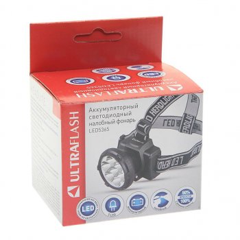 599 р. Фонарь налобный аккумуляторный ULTRAFLASH ULTRAFLASH led5365  с доставкой в г. Вологда. Увеличить фотографию 4