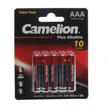 58 р. Батарейка AAA LR03 1.5V блистер 10шт. (цена за 1шт.) Alkaline Plus CAMELION CAMELION lr03-bp10  с доставкой в г. Вологда. Увеличить фотографию 2