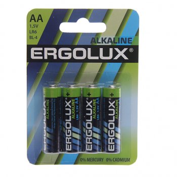 41 р. Батарейка AA LR6 1.5V блистер 4шт. (цена за 1шт.) Alkaline ERGOLUX ERGOLUX lr6 bl-4  с доставкой в г. Вологда. Увеличить фотографию 3