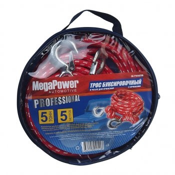 439 р. Трос буксировочный 5т 5м альпийский шнур (крюк-крюк) MEGAPOWER MEGAPOWER-AUTOMOTIVE m-75505b  с доставкой в г. Вологда. Увеличить фотографию 2