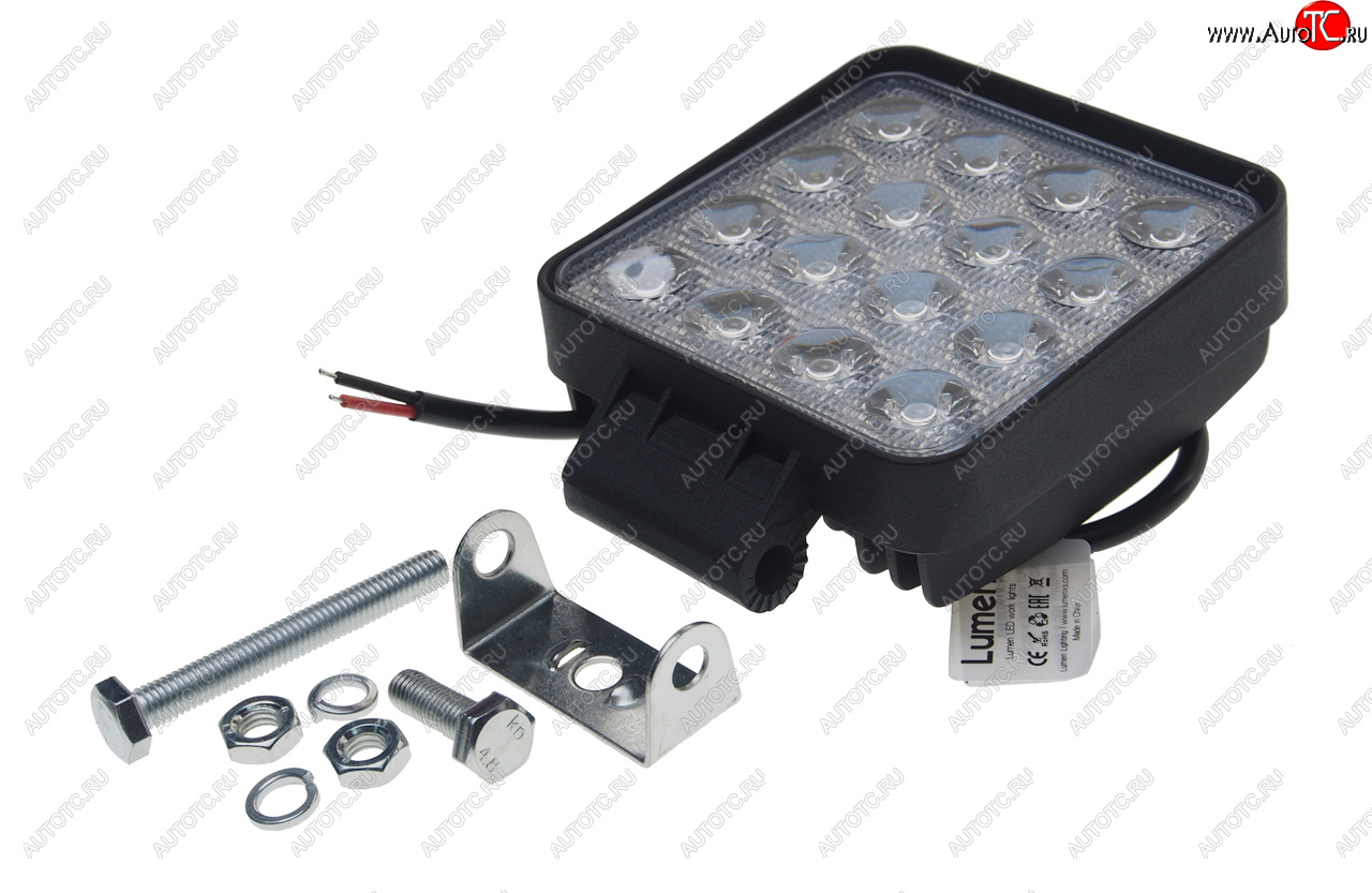 1 529 р. Фара рабочего света 106x106x40мм 48Вт (16 светодиодов) IP67 Super Slim Flood LUMEN LUMEN mlp-sse48ws-2418f  с доставкой в г. Вологда
