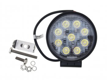 1 369 р. Фара рабочего света круглая 125x110x50мм 27Вт (9 светодиодов) IP68 Standart Flood LUMEN LUMEN mlp-ste27wr1261f  с доставкой в г. Вологда. Увеличить фотографию 2