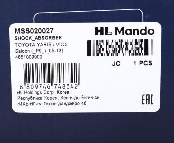 5 499 р. Амортизатор TOYOTA Yaris (99-) передний левыйправый газовый MANDO MANDO mss020027  с доставкой в г. Вологда. Увеличить фотографию 4
