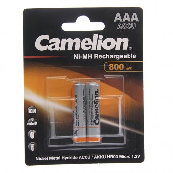 171 р. Батарейка AAA HR03 1.2V аккумулятор Ni-MH 800mAh блистер 2шт. (цена за 1шт.) CAMELION CAMELION nh-aaa800bp2  с доставкой в г. Вологда. Увеличить фотографию 2