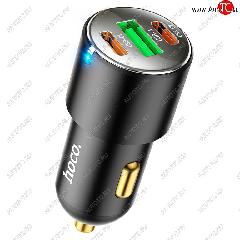 969 р. Устройство зарядное в прикуриватель 1USB + 2 Type C 12V HOCO HOCO nz6 black HOCO nz6 black  с доставкой в г. Вологда