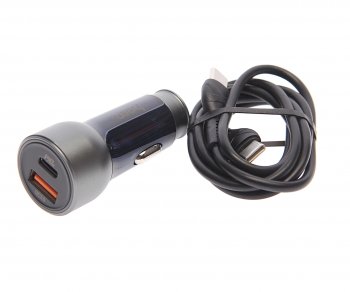 Устройство зарядное в прикуриватель 1USB 12V кабель USB Type C HOCO HOCO nz8 blue
