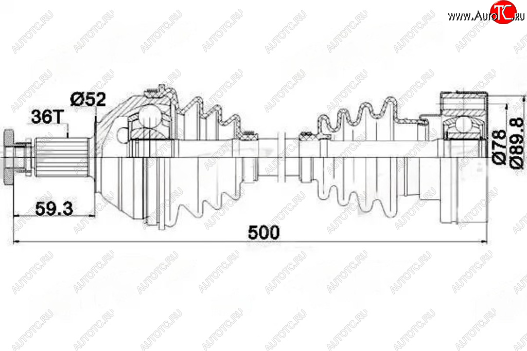 7 899 р. Вал привода VW Polo (01-09) колеса переднего левого PATRON PATRON pds0206  с доставкой в г. Вологда