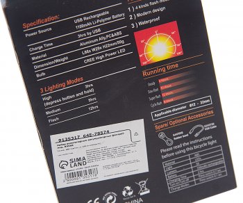 999 р. Фонарь велосипедный набор USB кабель с аккумулятором 480mAh Led NO NAME rpl-2255dc-918  с доставкой в г. Вологда. Увеличить фотографию 4