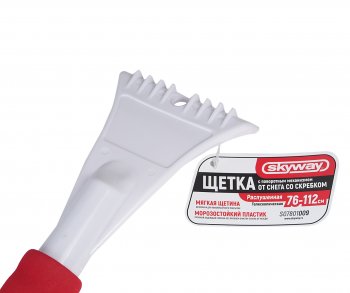 799 р. Щетка со скребком телескопическая 76-112см бело-красная SKYWAY SKYWAY s07801009  с доставкой в г. Вологда. Увеличить фотографию 3