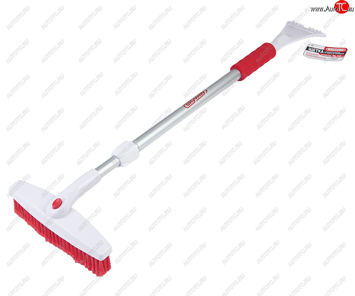 799 р. Щетка со скребком телескопическая 76-112см бело-красная SKYWAY SKYWAY s07801009  с доставкой в г. Вологда