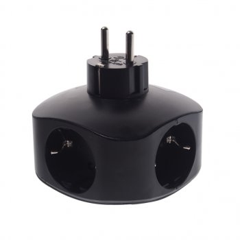 Тройник сетевой 3 гнезда + 2 USB 1A с заземлением черный ЭРА ЭРА sp-3e-usb-black