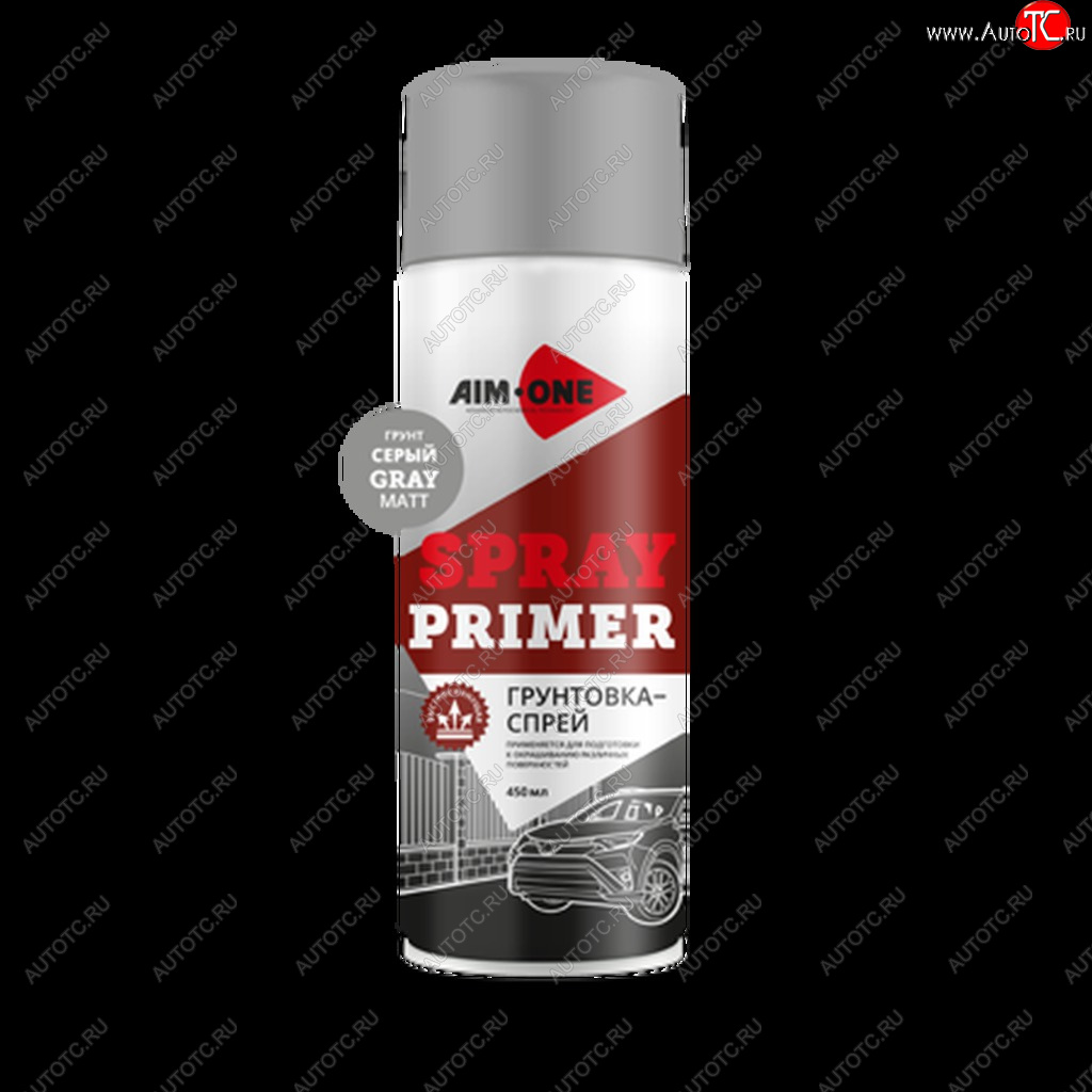 265 р. Грунт серый матовый аэрозоль 450мл Spray Primer Gray Matt AIM-ONE AIM-ONE spr-mg48  с доставкой в г. Вологда